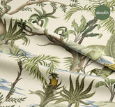 Ecru Ground Tropical Tree Pineapple Effect Patterned Digital Printed Fabric
